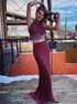 Halter Mermaid Sequin Two Piece Prom Dresses with Slit LBQ3063